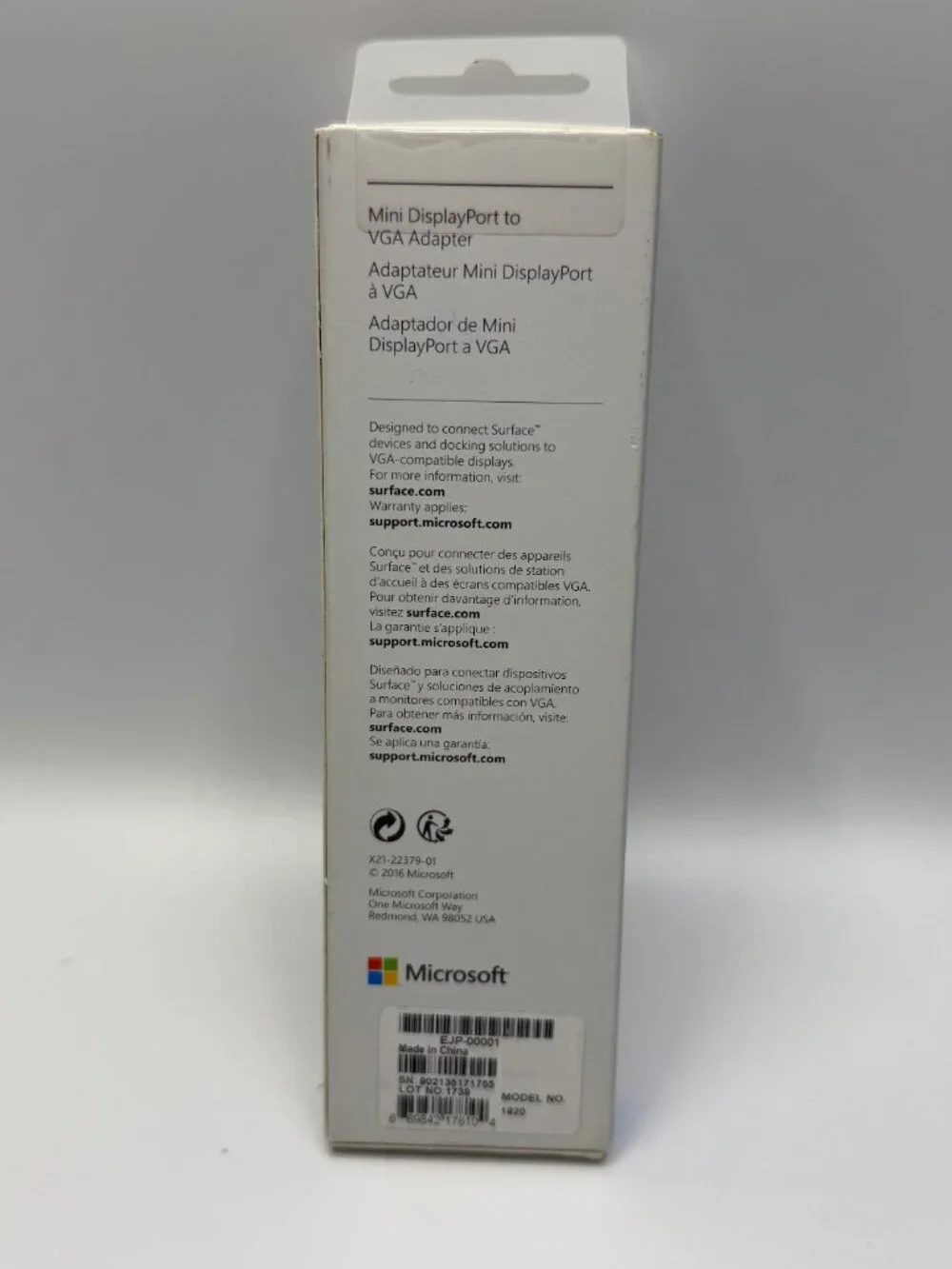 Microsoft Surface - Mini Display Port to VGA Adapter - 1820 - EJP00001 - NEW‎